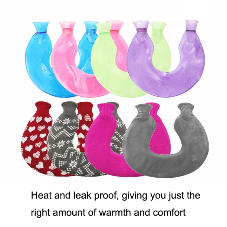 U-shaped PVC Hot Compress Shoulder And Neck Explosion-proof Water Injection Hot Water Bag(Rose Red + Christmas Red Knitted) - Hot Water Bags by PMC TechLife | Online Shopping South Africa | PMC TechLife | Buy Now Pay Later Mobicred
