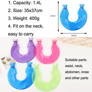 U-shaped PVC Hot Compress Shoulder And Neck Explosion-proof Water Injection Hot Water Bag(Green Beige Crystal)
