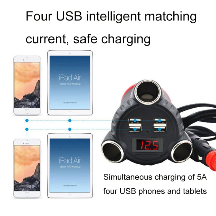 KingNeed C30 Four USB Car Charger 3 In 1 Car Cigarette Lighter - free shipping - PMC Jewellery - Order now!