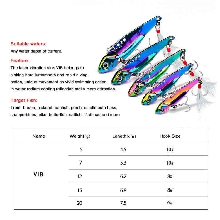 PROBEROS DW559 Colorful VIB Sequenant Far Subsidine Lure Bait, Specification: 7g - Fishing Lures by PROBEROS | Online Shopping South Africa | PMC Jewellery | Buy Now Pay Later Mobicred