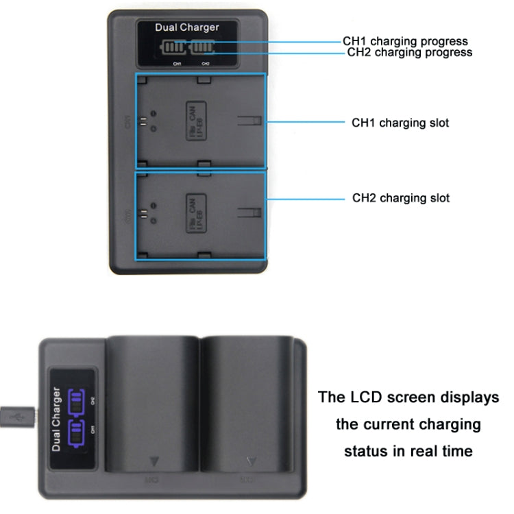 LP-E6 SLR Camera Vertical Dual Battery Charger - Battery USB Charger by PMC Jewellery | Online Shopping South Africa | PMC Jewellery | Buy Now Pay Later Mobicred