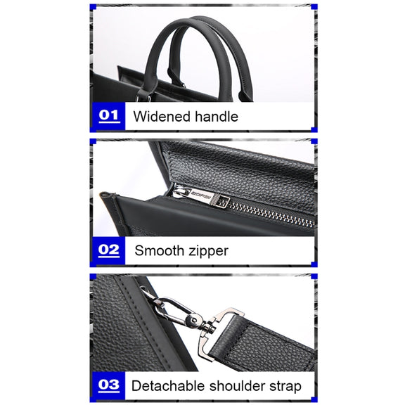 Bopai 11-98711 Multifunctional Business Water-resistant Wearable Laptop Handbag(Black)