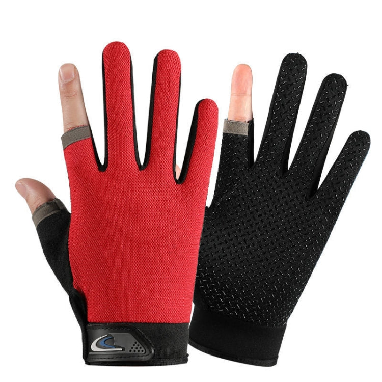 1 Pair QX0008 Outdoor Sunscreen Non-Slip Exposed Two-Finger Fishing Gloves, Size: Free Size(Red) - Safety Gloves by PMC TechLife | Online Shopping South Africa | PMC TechLife | Buy Now Pay Later Mobicred