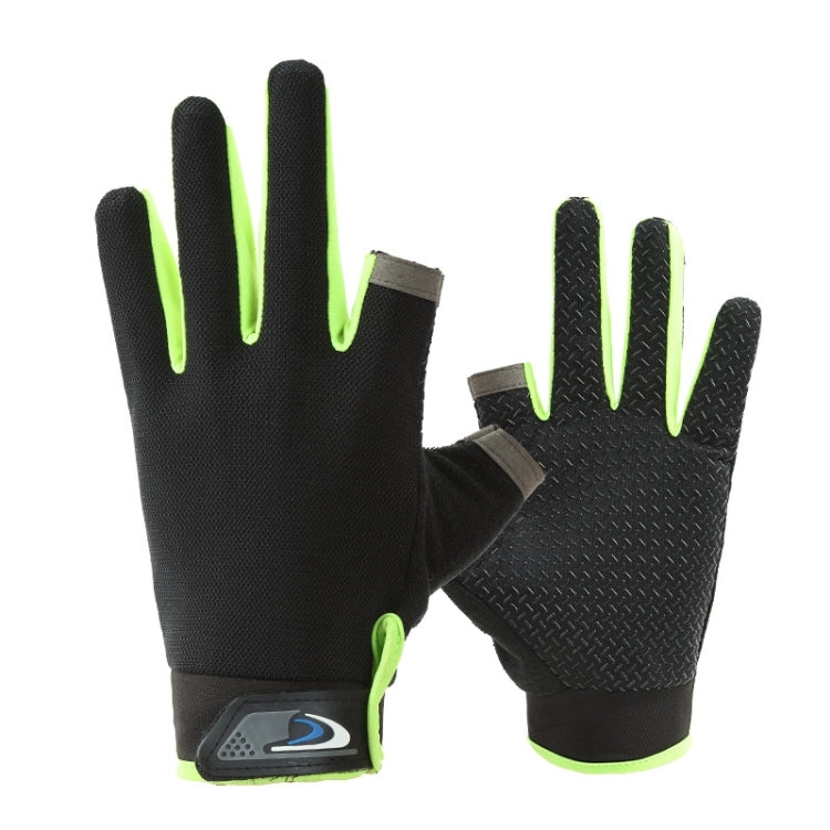 1 Pair QX0008 Outdoor Sunscreen Non-Slip Exposed Two-Finger Fishing Gloves, Size: Free Size(Fluorescent Green) - Safety Gloves by PMC TechLife | Online Shopping South Africa | PMC TechLife