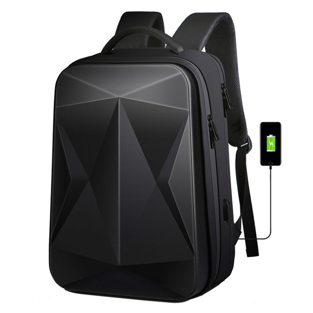 160 Large Capacity ABS Water-resistant Laptop Backpack with USB Charging Port(Black)
