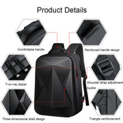160 Large Capacity ABS Water-resistant Laptop Backpack with USB Charging Port(Light Grey)