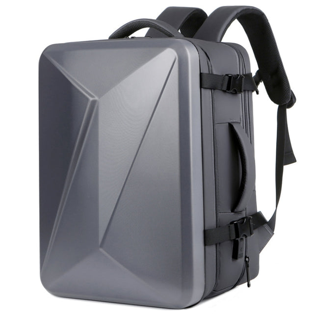 Large-capacity Water-resistant Expandable Hard Shell Backpack with USB Charging Hole(162 Deep Gray)