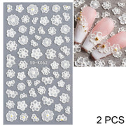 2 PCS 5D Stereoscopic Hollow Lace Nail Stickers Nail Art 3D Flower Embossed Stickers(5D-K57)