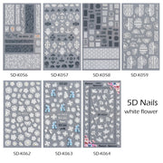 2 PCS 5D Stereoscopic Hollow Lace Nail Stickers Nail Art 3D Flower Embossed Stickers(5D-K57)