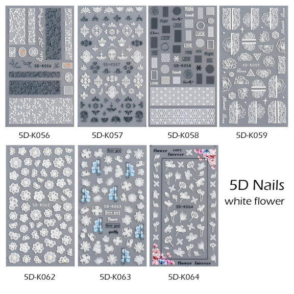 2 PCS 5D Stereoscopic Hollow Lace Nail Stickers Nail Art 3D Flower Embossed Stickers(5D-K57)