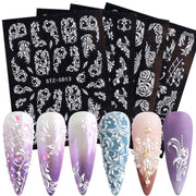 5D Three-dimensional Carved Nail Art Stickers Rose Pattern Embossed Nail Stickers(Stz-5D15)