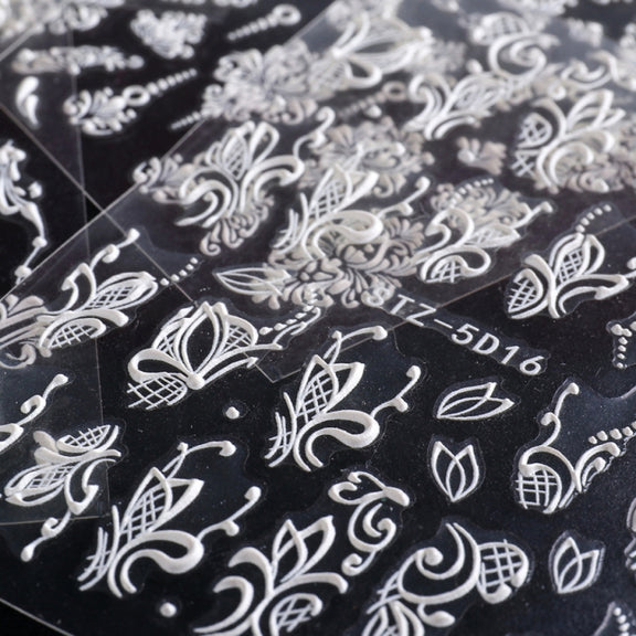 5D Three-dimensional Carved Nail Art Stickers Rose Pattern Embossed Nail Stickers(Stz-5D15)
