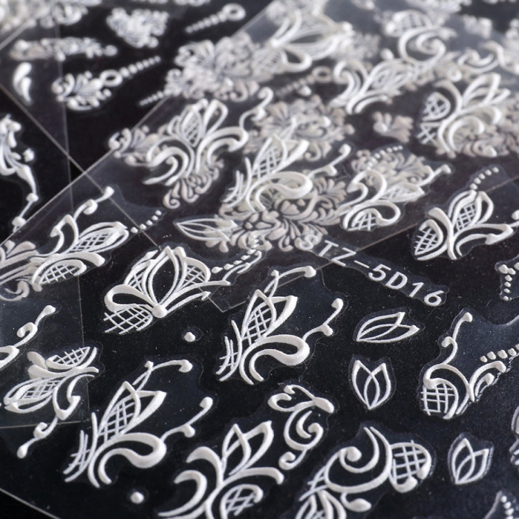 5D Three-dimensional Carved Nail Art Stickers Rose Pattern Embossed Nail Stickers(Stz-5D15)