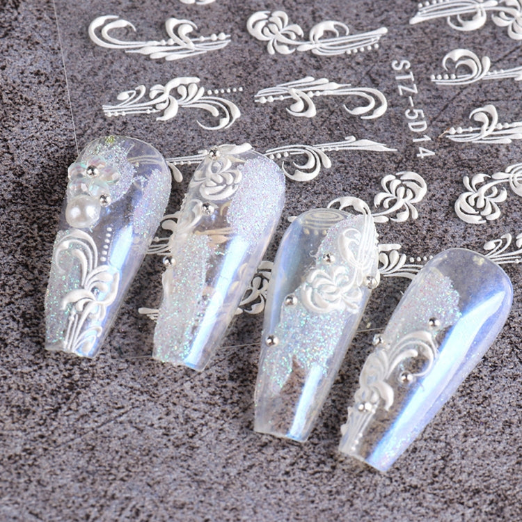 5D Three-dimensional Carved Nail Art Stickers Rose Pattern Embossed Nail Stickers(Stz-5D14)