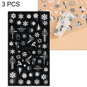 3 PCS 5D Embossed Nail Stickers Christmas Snowflake Elk Nail Stickers(5D-K120)