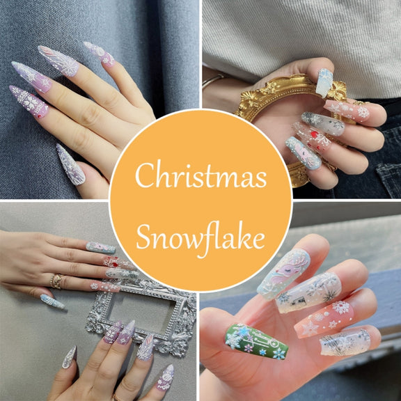 3 PCS 5D Embossed Nail Stickers Christmas Snowflake Elk Nail Stickers(5D-K121)