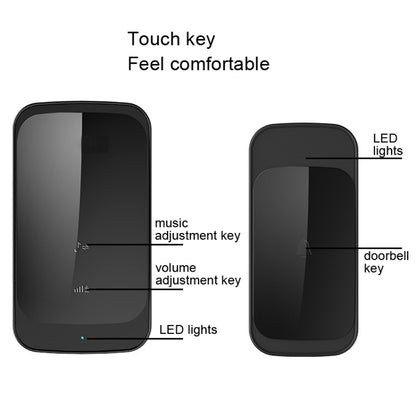 C03 1 For 1 Home Wireless IP44 Waterproof Touch Sensor Doorbell(US Plug Black) - Wireless Doorbell by PMC Jewellery | Online Shopping South Africa | PMC Jewellery | Buy Now Pay Later Mobicred
