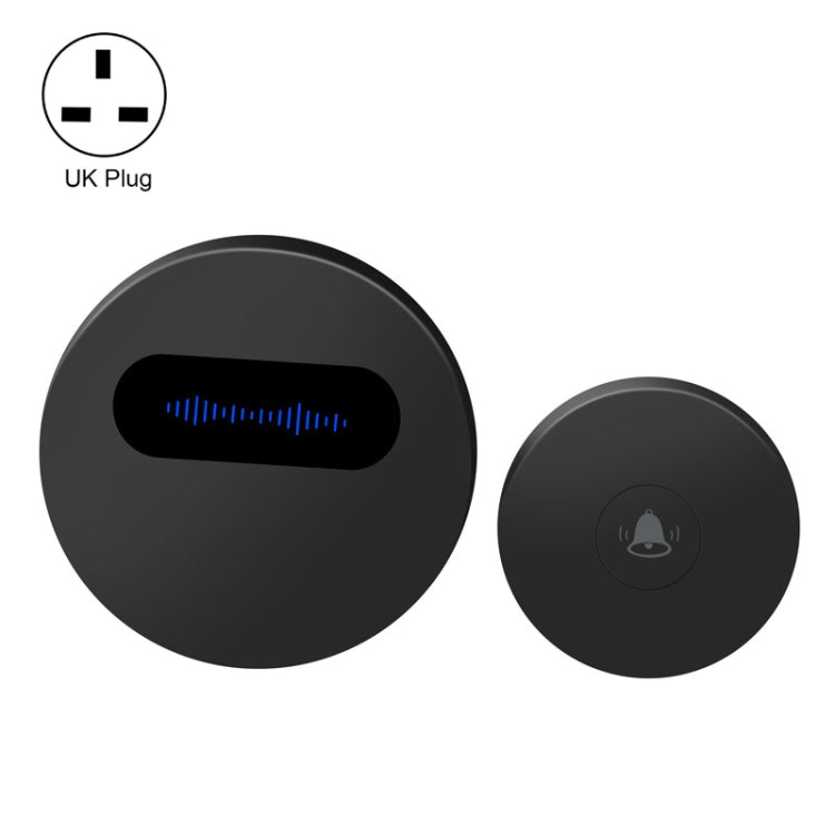 T10-1 1 For 1 Lighting Self-Power Generation Wireless Intelligent Doorbell(UK Plug Black) - Wireless Doorbell by PMC Jewellery | Online Shopping South Africa | PMC Jewellery | Buy Now Pay Later Mobicred