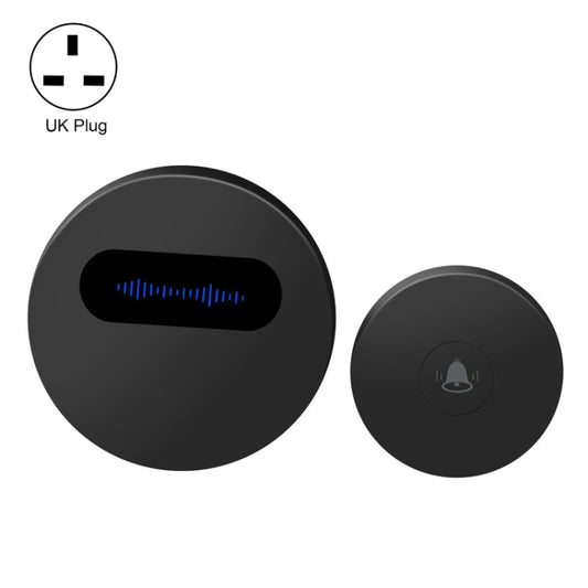 T10-1 1 For 1 Lighting Self-Power Generation Wireless Intelligent Doorbell(UK Plug Black) - Wireless Doorbell by PMC Jewellery | Online Shopping South Africa | PMC Jewellery | Buy Now Pay Later Mobicred