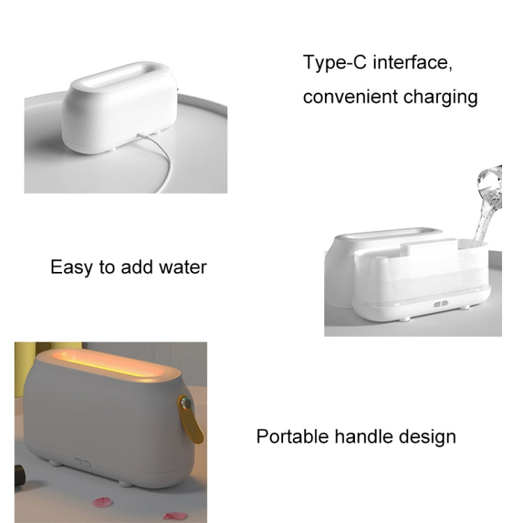 Simulation Flame Aromatherapy Humidifier Bedroom Ambient Light, Color: Gray