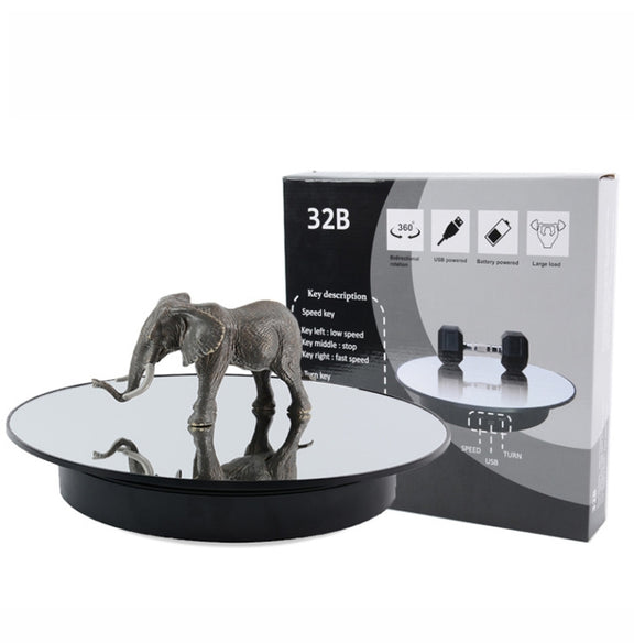 32cm Electric Turntable for Photography With Speed Direction Adjustment, Color: Black Mirror