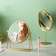 Desktop Makeup Mirror Simple Portable Mirror Rotating Dressing Mirror,Style: Gold High Model