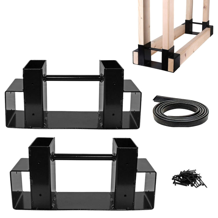 Heavy Duty Firewood Racks Indoor And Outdoor Wood Storage Racks(Black) - Shelf & Hooks by PMC TechLife | Online Shopping South Africa | PMC TechLife