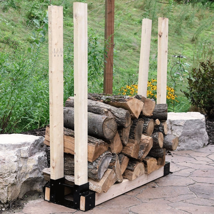 Heavy Duty Firewood Racks Indoor And Outdoor Wood Storage Racks(Black) - Shelf & Hooks by PMC TechLife | Online Shopping South Africa | PMC TechLife