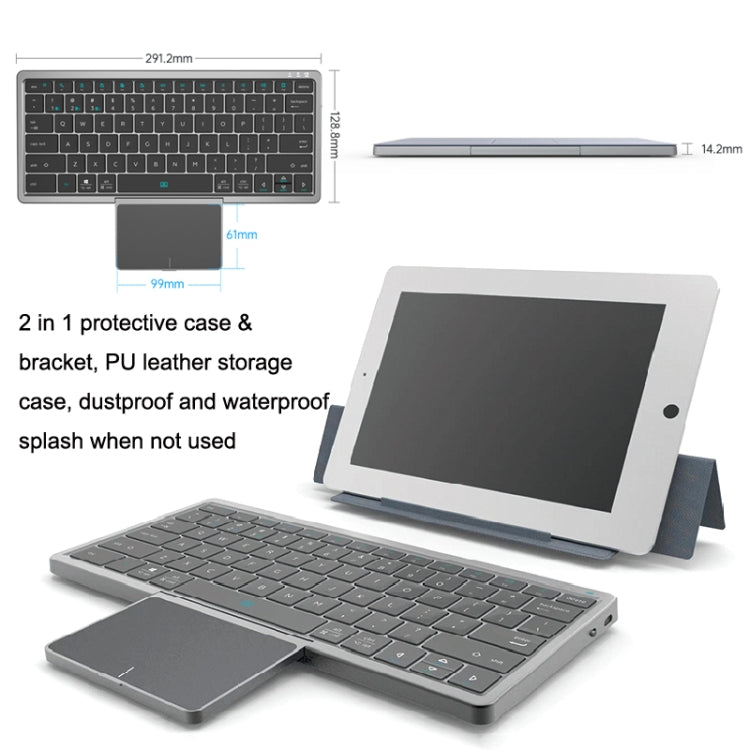 KF8700 78 Keys Hidden Touchpad Portable Tablet Computer Wireless Bluetooth Keypad With PU Leather(Pink) - Others Keyboard by PMC TechLife | Online Shopping South Africa | PMC TechLife