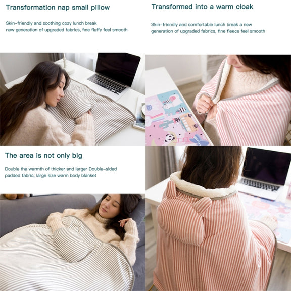 AI-540 72x115cm USB Body Warmer Blanket Office Heater Electric Heating Shawl(Pink Rabbit Stripes)