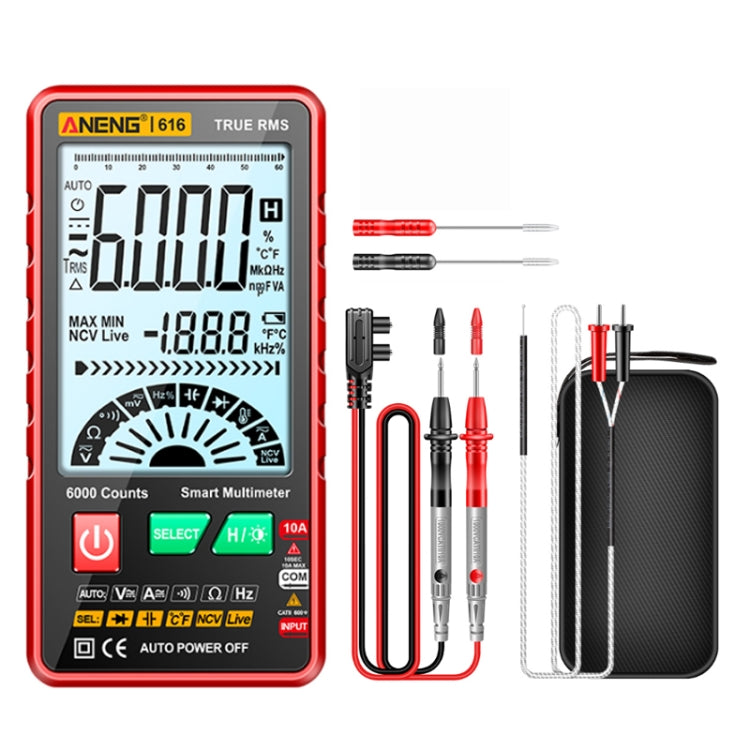 ANENG 616 Automatic High-precision Digital Display Capacitance Multimeter, Color: Red(Color Box) - free shipping - PMC Jewellery - Order now!