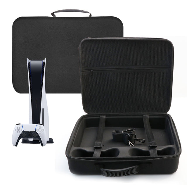 For PS5 Slim Game Console EVA Storage Bag Handbag Carrying Case(1959 Black)