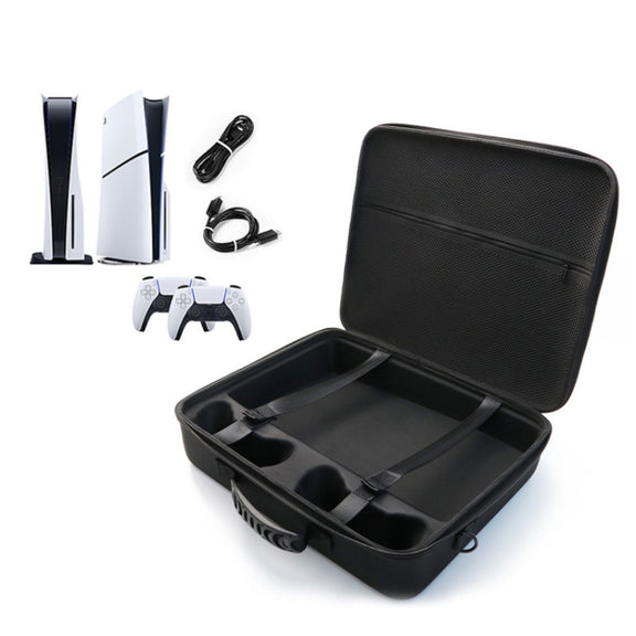 For PS5 Slim Game Console EVA Storage Bag Handbag Carrying Case(1959 Gray)