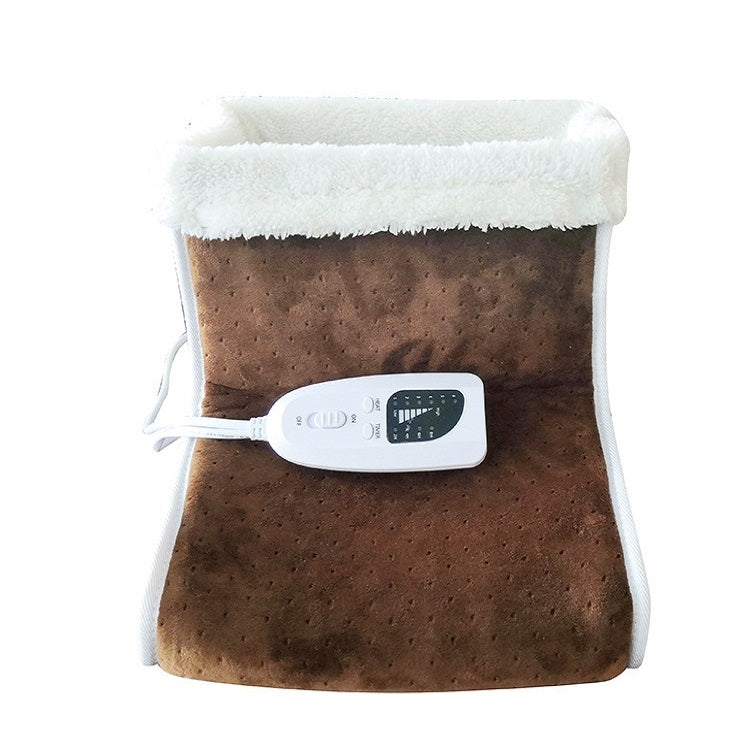 Plug-in High-top Electric Foot Warmer Heated Foot Warmer Boots UK Plug 240V(Brown)