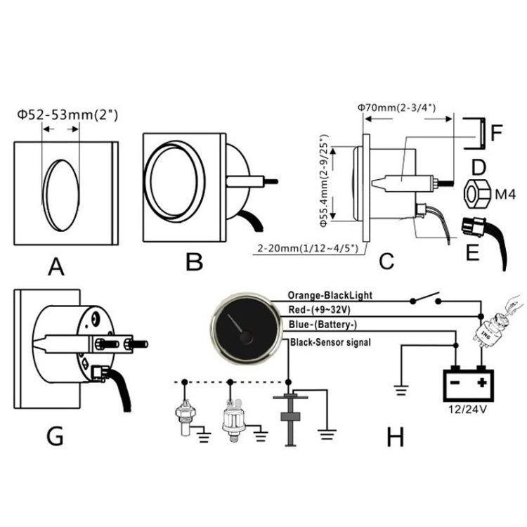 PMW2 DN52mm Car Truck RV Conversion Water Tank Water Level Table(BS) - Clocks & Car Meters by PMC TechLife | Online Shopping South Africa | PMC TechLife | Buy Now Pay Later Mobicred