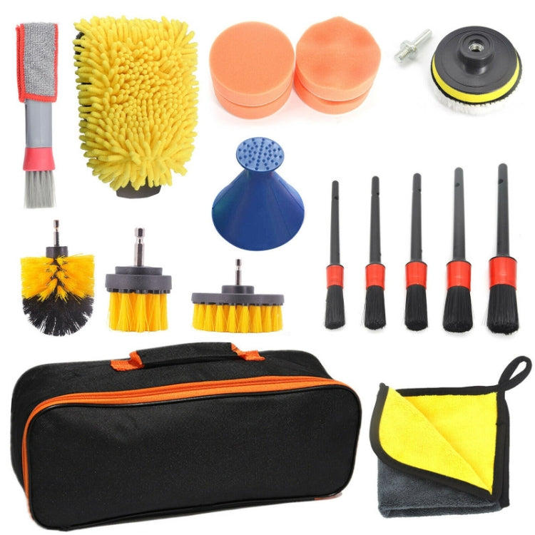 19 PCS / Set Car Beauty Cleaning Brush Details Brush Washing Glove Tool Set(Red Ring) - Car washing supplies by PMC TechLife | Online Shopping South Africa | PMC TechLife