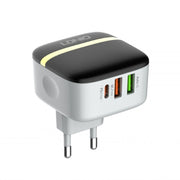 LDNIO A3513Q 32W QC3.0 3 USB Ports Phone Adapter EU Plug with Type C to 8 Pin Cable