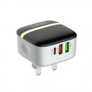LDNIO A3513Q 32W QC3.0 3 USB Ports Phone Adapter UK Plug with Micro USB Cable