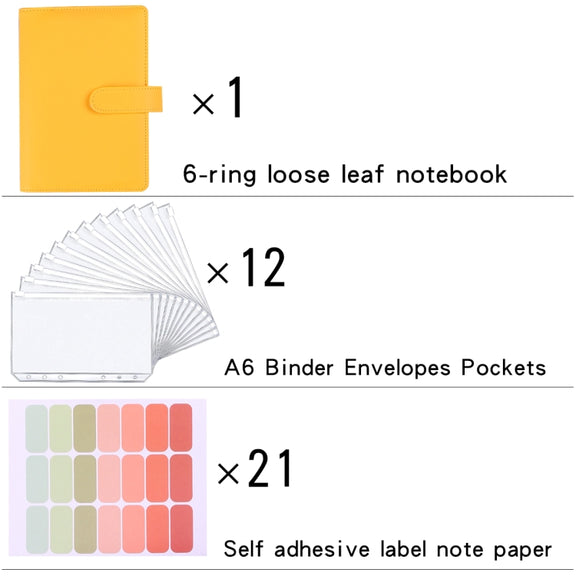 A6 Macaron Notebook PU Loose-leaf Cash Budget Handbook(Gray)