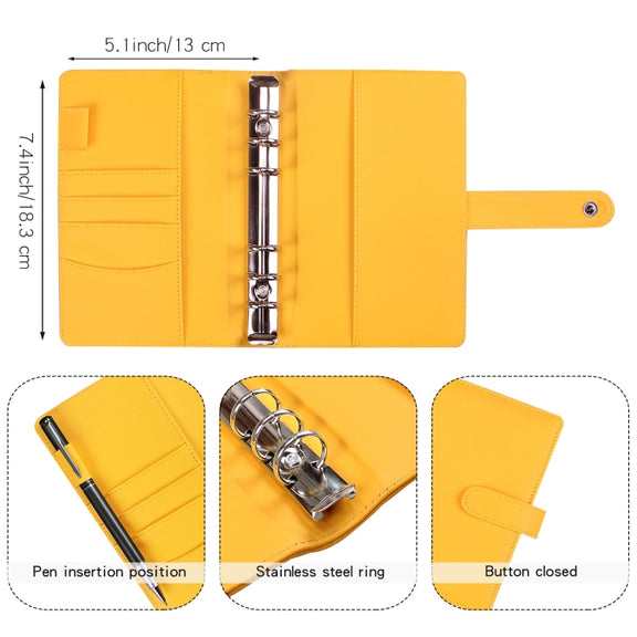 A6 Macaron Notebook PU Loose-leaf Cash Budget Handbook(Blue)