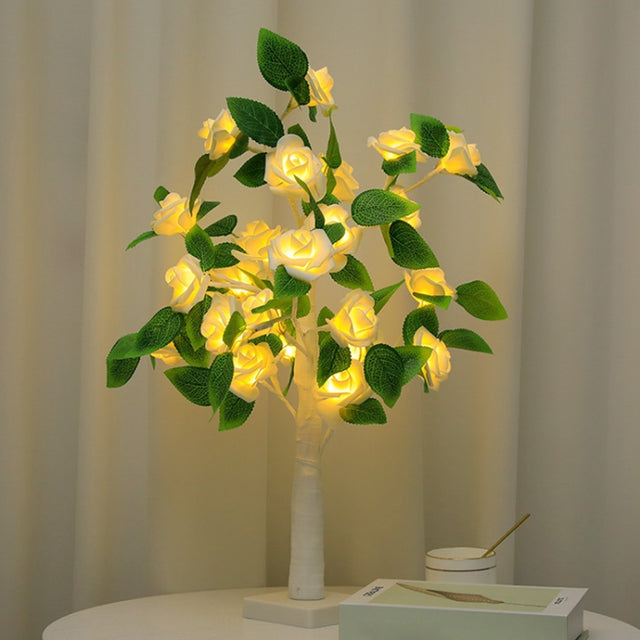 SJ-SD054 LED Valentine Day Rose Indoor Party Decoration Lights(White Bottom Milk White)