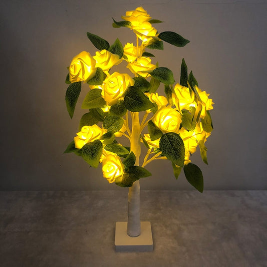 SJ-SD054 LED Valentine Day Rose Indoor Party Decoration Lights(White Bottom Yellow) - Holiday Lights by PMC Jewellery | Online Shopping South Africa | PMC Jewellery | Buy Now Pay Later Mobicred