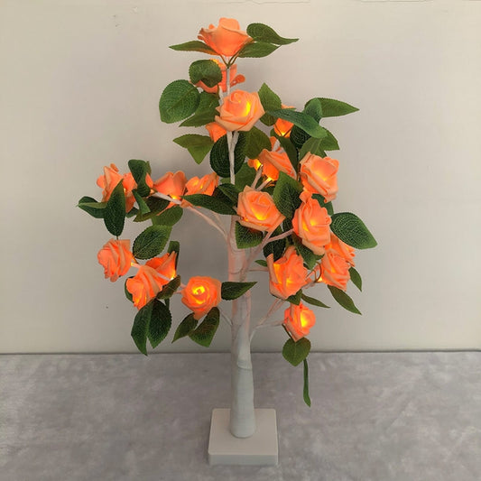 SJ-SD054 LED Valentine Day Rose Indoor Party Decoration Lights(White Bottom Orange) - Holiday Lights by PMC Jewellery | Online Shopping South Africa | PMC Jewellery | Buy Now Pay Later Mobicred