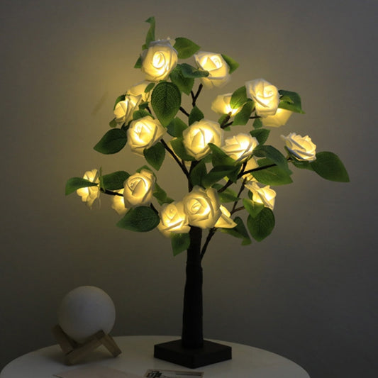 SJ-SD054 LED Valentine Day Rose Indoor Party Decoration Lights(Brown Bottom Milk White) - Holiday Lights by PMC Jewellery | Online Shopping South Africa | PMC Jewellery | Buy Now Pay Later Mobicred