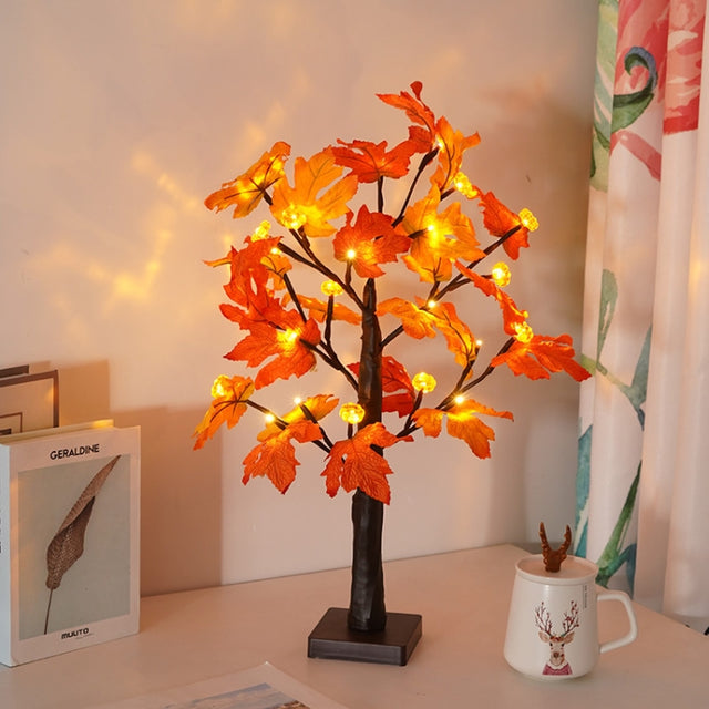 SJ-SD007 Christmas Halloween LED Maple Pumpkin Decoration Light, Style: Non-detachable Base