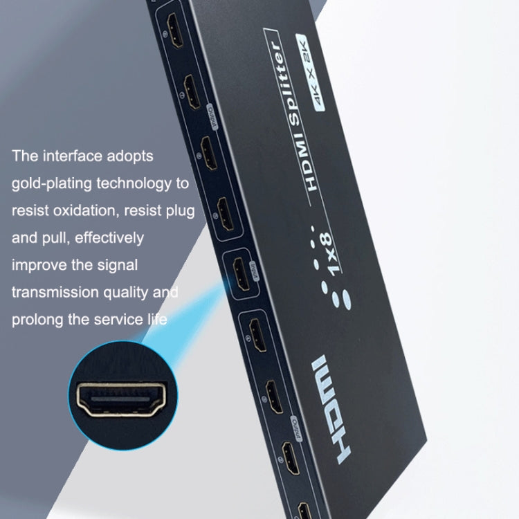 FJGEAR SM4K108 8 Ports HDMI Splitter 4K HD Audio And Video Splitter  EU Plug