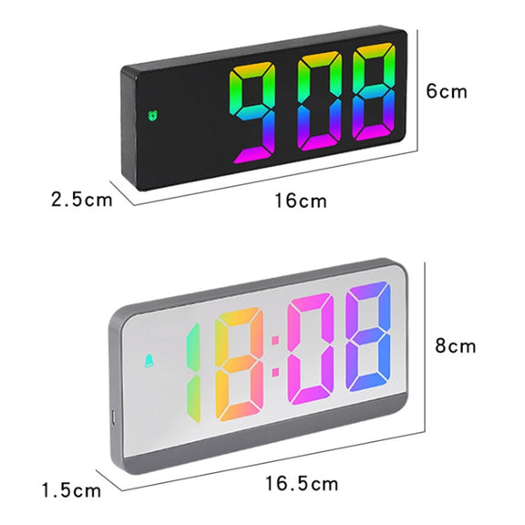 Colorful Fonts LED Electronic Alarm Clock Large Screen Clock(8009D  White Shell)