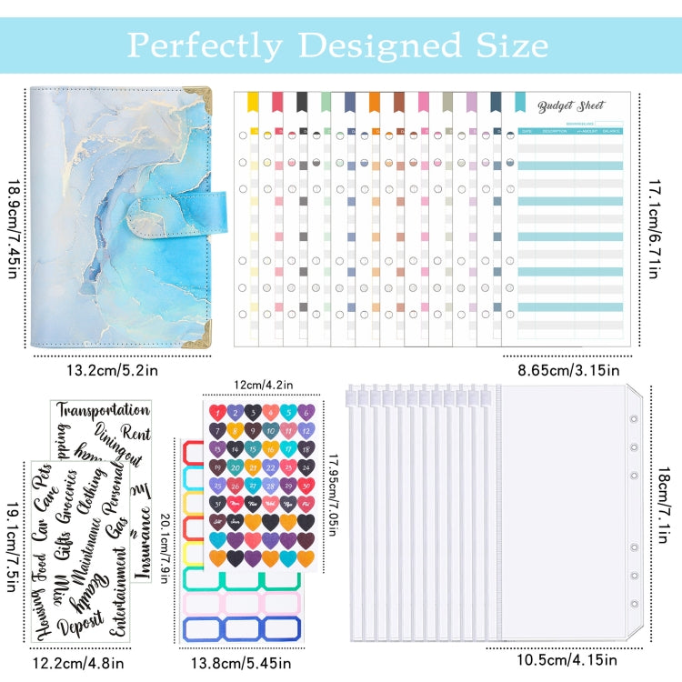 A6 Leather Loose-leaf Budget Book Handbook Notepad(Cyan Greene) - Notebooks by PMc TechLife | Online Shopping South Africa | PMc TechLife | Buy Now Pay Later Mobicred