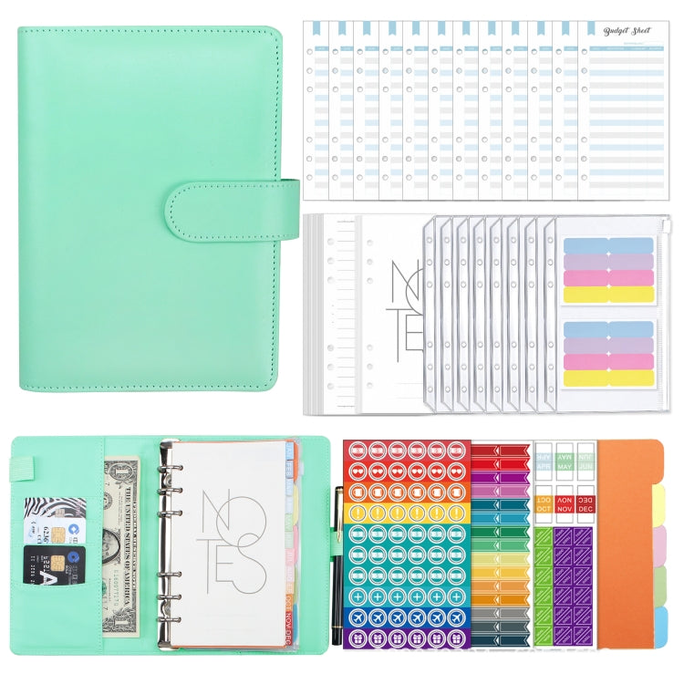 A6 Macaron PU Leather Loose-leaf Notebook Cash Budget Handbook(Green) - Notebooks by PMc TechLife | Online Shopping South Africa | PMc TechLife | Buy Now Pay Later Mobicred
