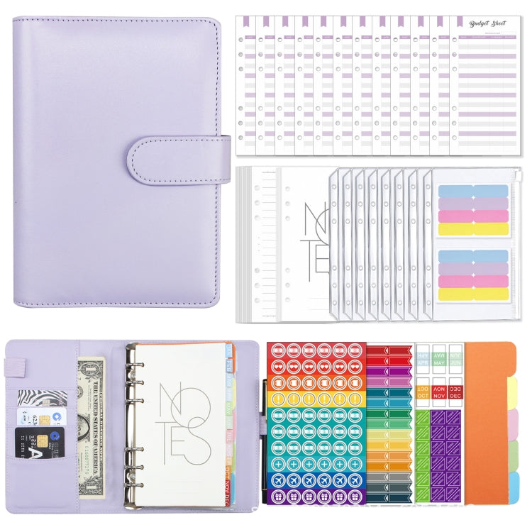A6 Macaron PU Leather Loose-leaf Notebook Cash Budget Handbook(Purple) - Notebooks by PMC TechLife | Online Shopping South Africa | PMC TechLife